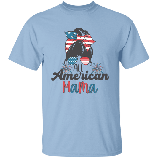 All American Mama Messy Bun 4th Of July Unisex T-Shirt