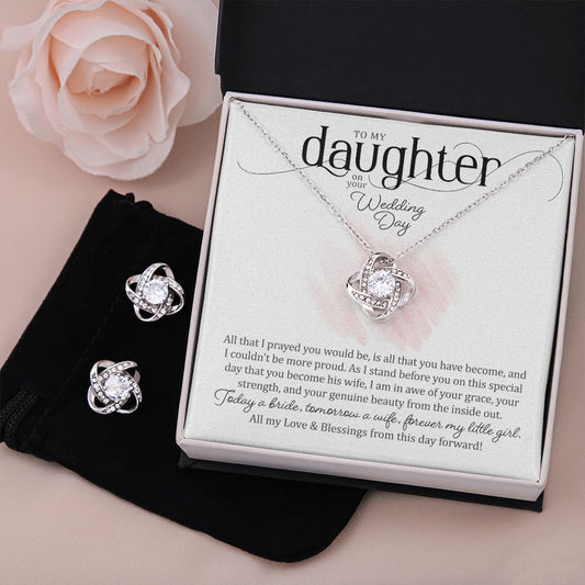 Today a Bride, Tomorrow a Wife | Daughter Wedding Gift from Parents, Bride Gift from Mom and Dad, Bride Wedding Day gift from Parents, Wedding gift for Bride from Parents + Love Knot Earrings