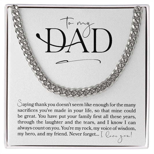 [ALMOST SOLD OUT] To My Dad - Thank You for Many Sacrifices and Putting Family First, I Love You | Father's Day Necklace, Chain Necklace, To My Dad Gift, Papa Gift, Necklace For Dad, Father's Day Jewelry, Gift From Daughter, Son To Dad