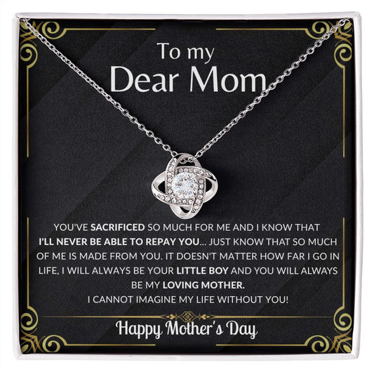 (ALMOST SOLD OUT) To My Dear Mom - I'll Never Be Able To Repay You - Necklace (Black) |  Gift for Mom, Mother Gift, Mom's Gift for any Occasion | Birthday Gift, Thank you Gift