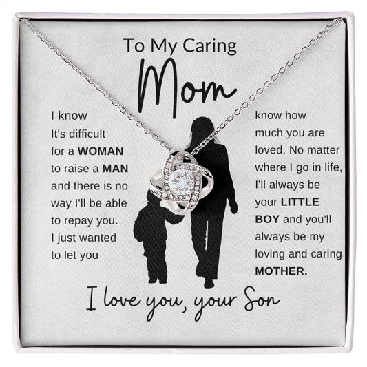 (LOW STOCK) To My Caring Mom - There's no way I'll be able to repay you - Necklace (White) -  Gift for Mom, Mother Gift, Mom's Gift for any Occasion | Birthday Gift, Thank you Gift