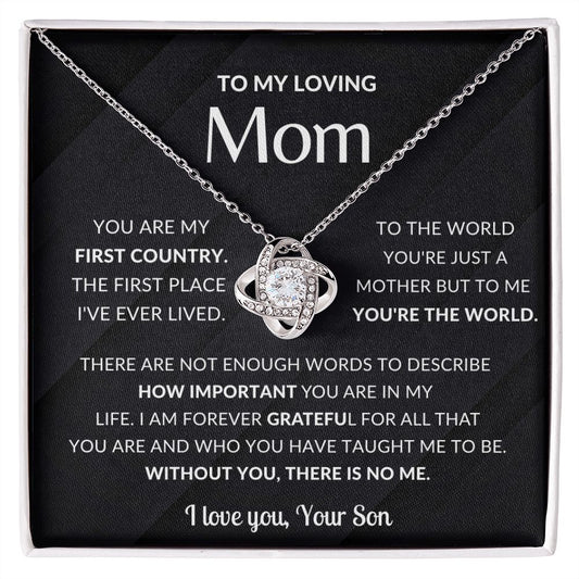 (ALMOST SOLD OUT) To My Loving Mom - You're The World To Me Necklace (Black) - Gift for Mom, Mother Gift, Mom's Gift for any Occasion | Birthday Gift, Thank you Gift