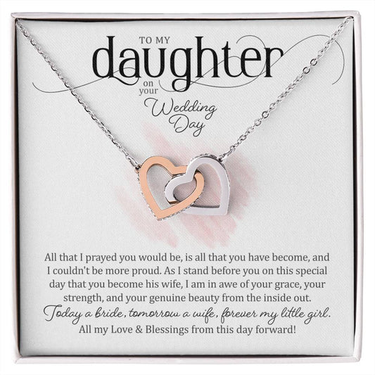 All My Love & Blessing To My Daughter Wedding Gift from Parents | Bride Wedding Day gift from Parents Interlocking Hearts Necklace