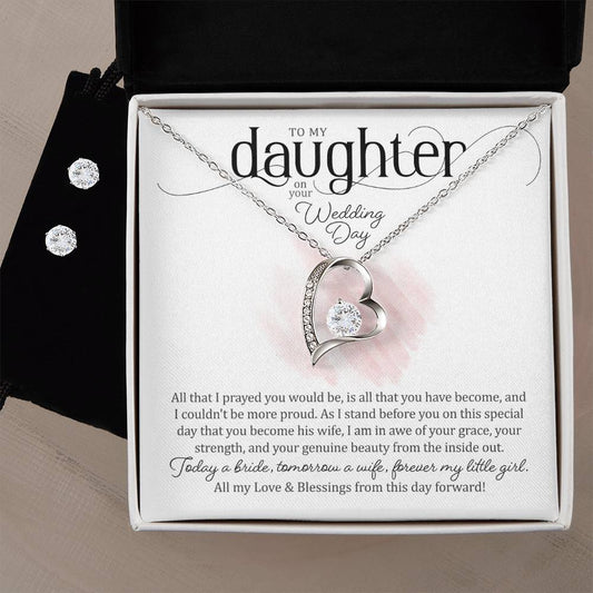 Daughter Wedding Gift from Parents, Bride Gift from Mom and Dad, Bride Wedding Day gift from Parents, Wedding gift for Bride from Parents + EARING SET