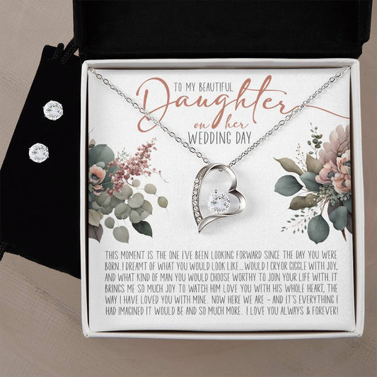 Daughter Wedding Gift from Parents, Bride Gift from Mom and Dad, Bride Wedding Day gift from Parents, Wedding gift for Bride from Parents + EARINGS, Mom & Dad Love You