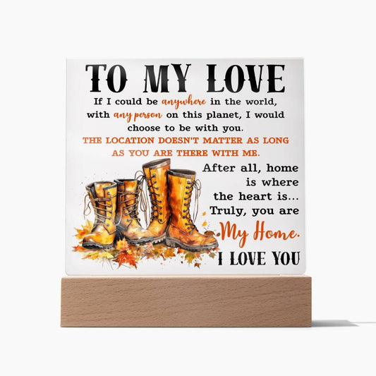 I Love You Forever And Always - Couple Acrylic Plaque (Wood Base or LED) Gift For Lover, Anniversary, Just because gift