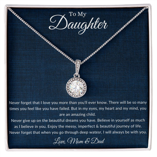 Daughter Gift from Mom to Daughter, To My Daughter Joint - Eternal Necklace, Love Mom Dad, Adult Necklace, Daughter Birthday, Gift from Mom Dad, - luxafinejewelry