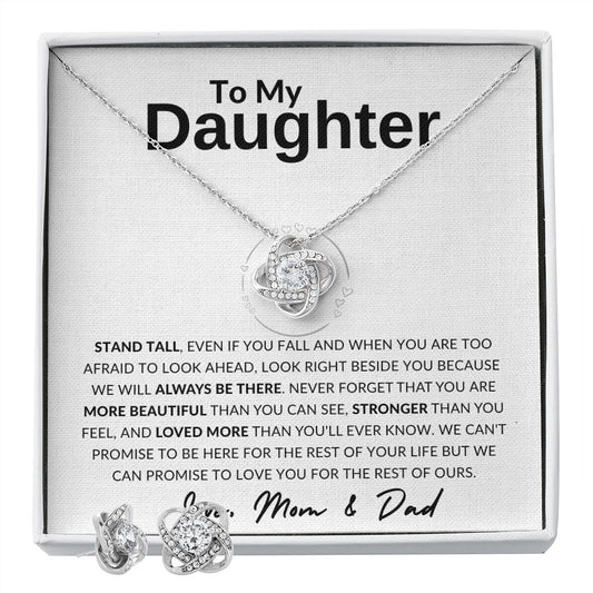 To My Daughter - I Love You More Than You'll Ever Know - Love Knot Necklace & Earrings from Mom & Dad - luxafinejewelry