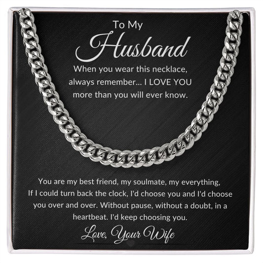 To My Husband Cuban Chain Necklace, Gift from Wife, Husband Birthday Gift, Valentines Day gifts, Husband Anniversary Gift - luxafinejewelry