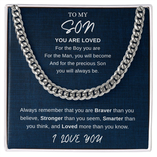 Cuban Chain Necklace For Son From Mom, Son Birthday Gift With Message Card, To Son Gift From Dad, Graduation Gifts For Son, Son Unique Gift - luxafinejewelry