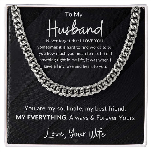 To My Husband Necklace, Gift from Wife, Husband Birthday Gift, Valentines Day gifts, Husband Anniversary Gift Cuban Chain Necklace - luxafinejewelry