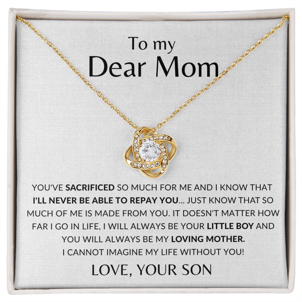 (ALMOST SOLD OUT) To My Dear Mom - I'll Never Be Able To Repay You Mother's Day Necklace