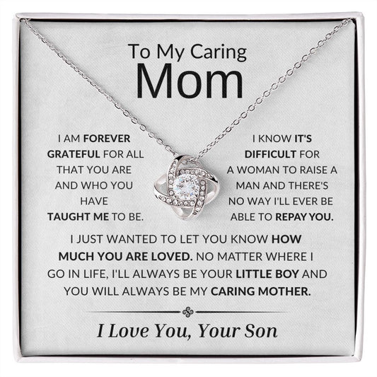 (ALMOST SOLD OUT) To My Caring Mom - Forever Grateful For All That You Are Love Knot Necklace