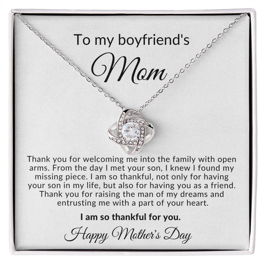 To My Boyfriend's Mom, Thank You for Your Support - Knot Necklace