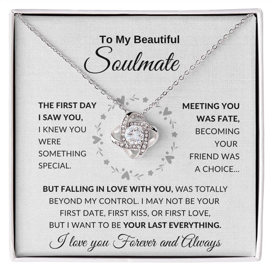 To My Beautiful Soulmate - Meeting You Was Fate Love Knot Necklace - luxafinejewelry
