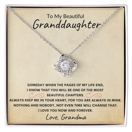 [Almost Sold Out] Granddaughter - I Love You Now and Forever - Love Knot Necklace - luxafinejewelry