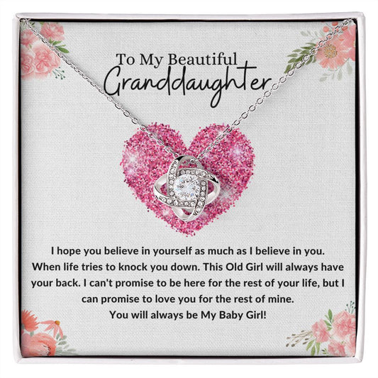 To My Granddaughter - Always Be My Baby Girl (Pink) - Love Necklace - luxafinejewelry
