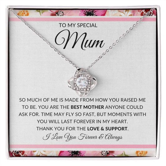 TO MY SPECIAL MUM - I LOVE YOU FOREVER & ALWAYS LOVE KNOT NECKLACE - luxafinejewelry