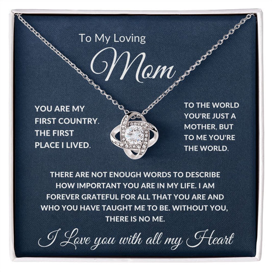 To My Loving Mom | Love Knot Necklace | I love you with all my heart (Blue) - luxafinejewelry