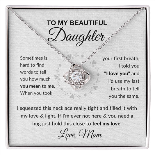 To My Beautiful Daughter - I Love You Love Knot Necklace - From Mom - luxafinejewelry