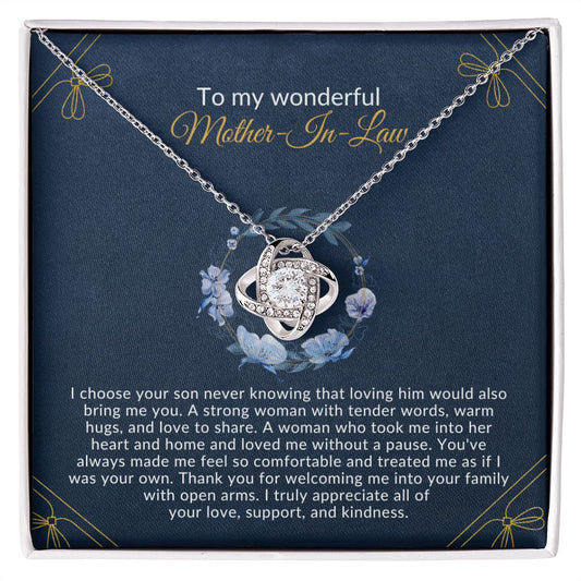 To My Mother-In-Law - Thank you for welcoming me - Love Knot Necklace