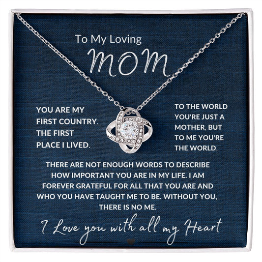 To My Loving Mom | Love Knot Necklace | I love you with all my heart (Dark Blue) - luxafinejewelry
