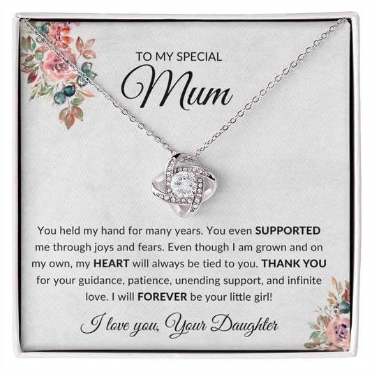 To My Special Mum - Forever your little girl - Love Knot Necklace - luxafinejewelry