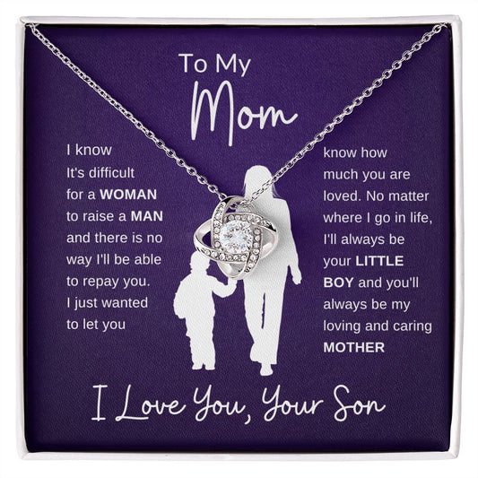 Mom - Loved Mother - Necklace - I Love you, from son (Purple) - luxafinejewelry
