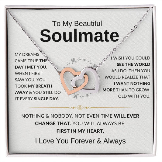 (Limited Stock) To My Beautiful Soulmate - First In My Heart - Interlocking Heart Necklace ❤️