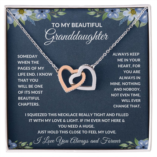 To My Granddaughter - Love You Forever and Always - Interlocking Hearts Necklace - luxafinejewelry