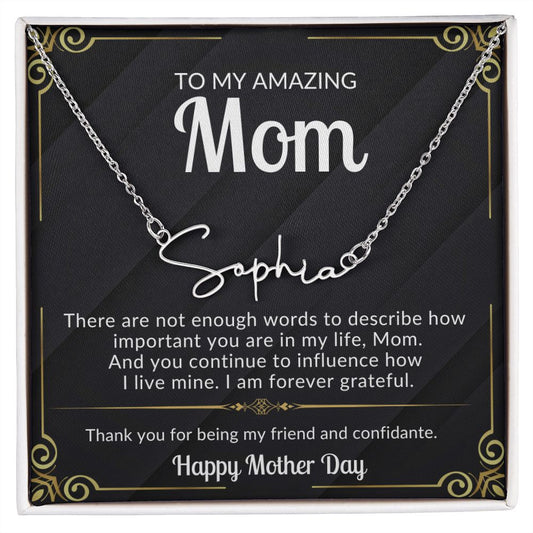 To My Amazing Mom - You are Very Important Horizontal Name Necklace