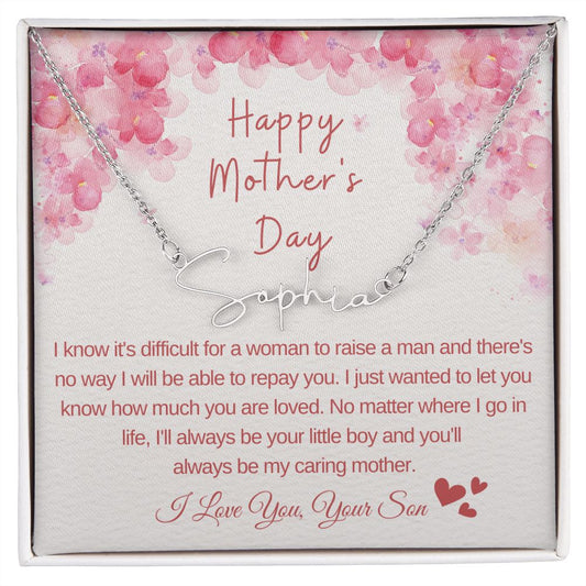 Happy Mother's Day - There's No Way I'll Be Able to Repay You - Horizontal Name Necklace (Red)