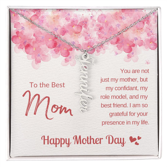 To The Best Mom | My Best Friend & Role Model - Vertical Name Necklace