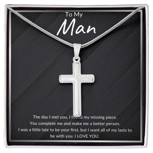 Cross, To My Man Necklace, Boyfriend/Husband Gift, Husband/Boyfriend Anniversary Gift, Husband Birthday Gift from Wife/Girlfriend, Partner - luxafinejewelry