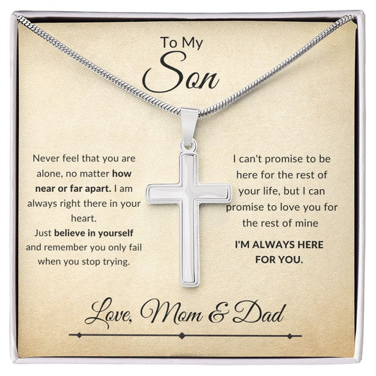 To My Son - Stainless Steel Cross Necklace Father Son Gift, For My Son, Gift for Son From Dad, Father to Son, Dad and Son Gift, Cross Necklace For Son From Dad, Father Son Jewelry - luxafinejewelry